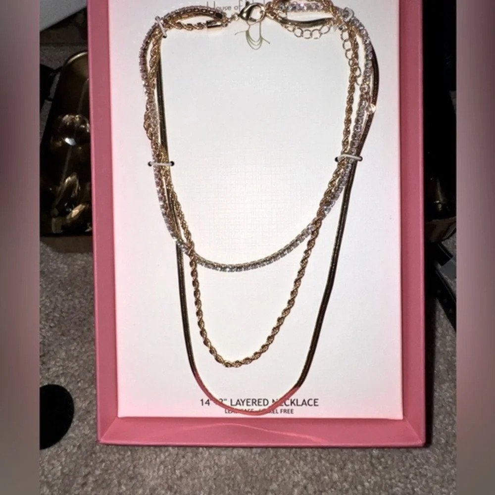 - HOUSE OF HARLOW 1960 GOLD TONE 3 IN 1 LAYERING NECKLACE 18” - Picture 2 of 16